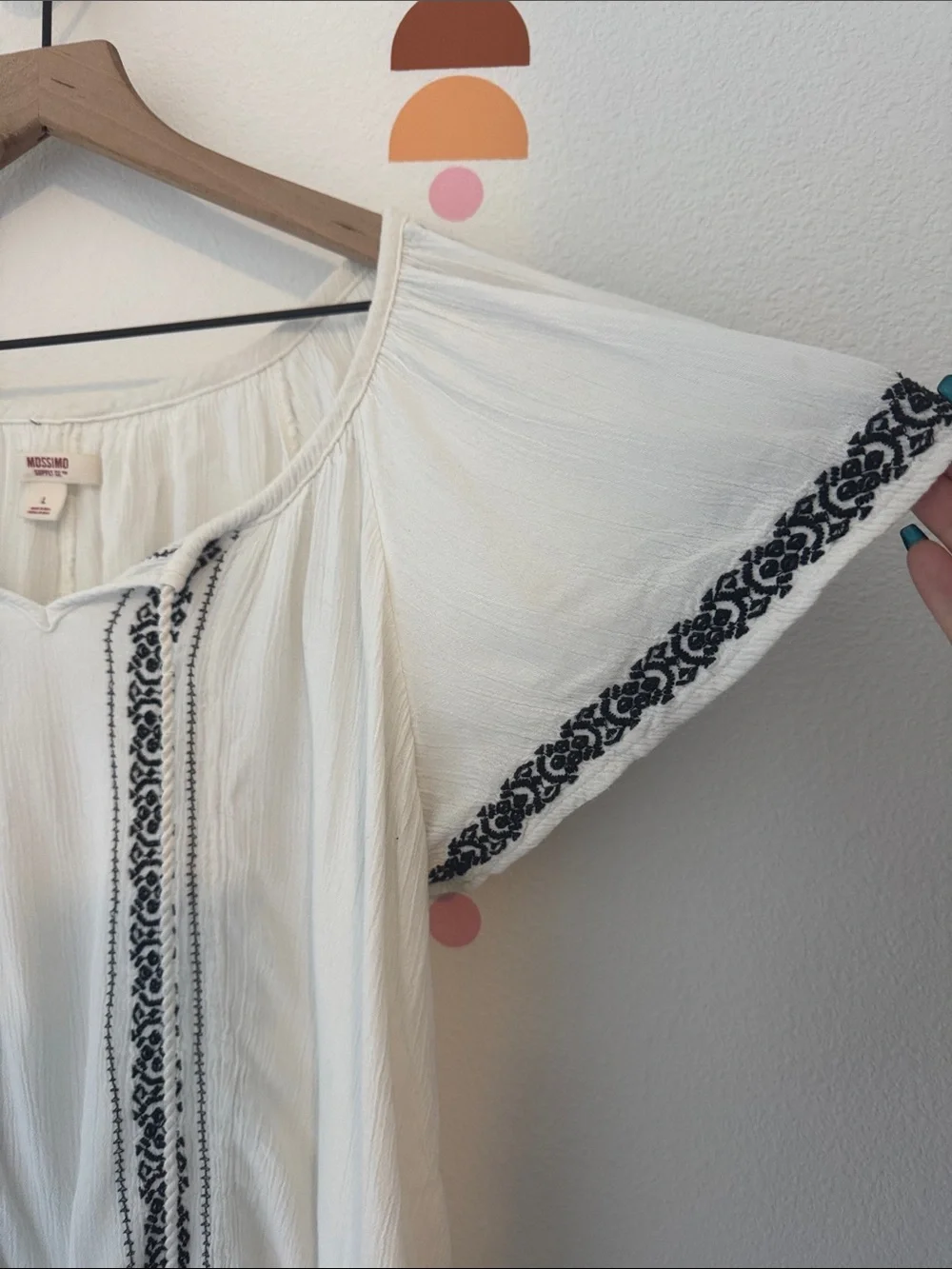 Missoni White Boho Peasant Top with Black Embroidery N0113 - Picture 3 of 3